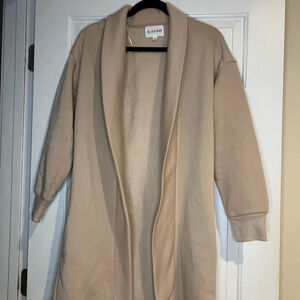 Anthropologie Olive + Oak Tan Open Front Longline Lounge Duster